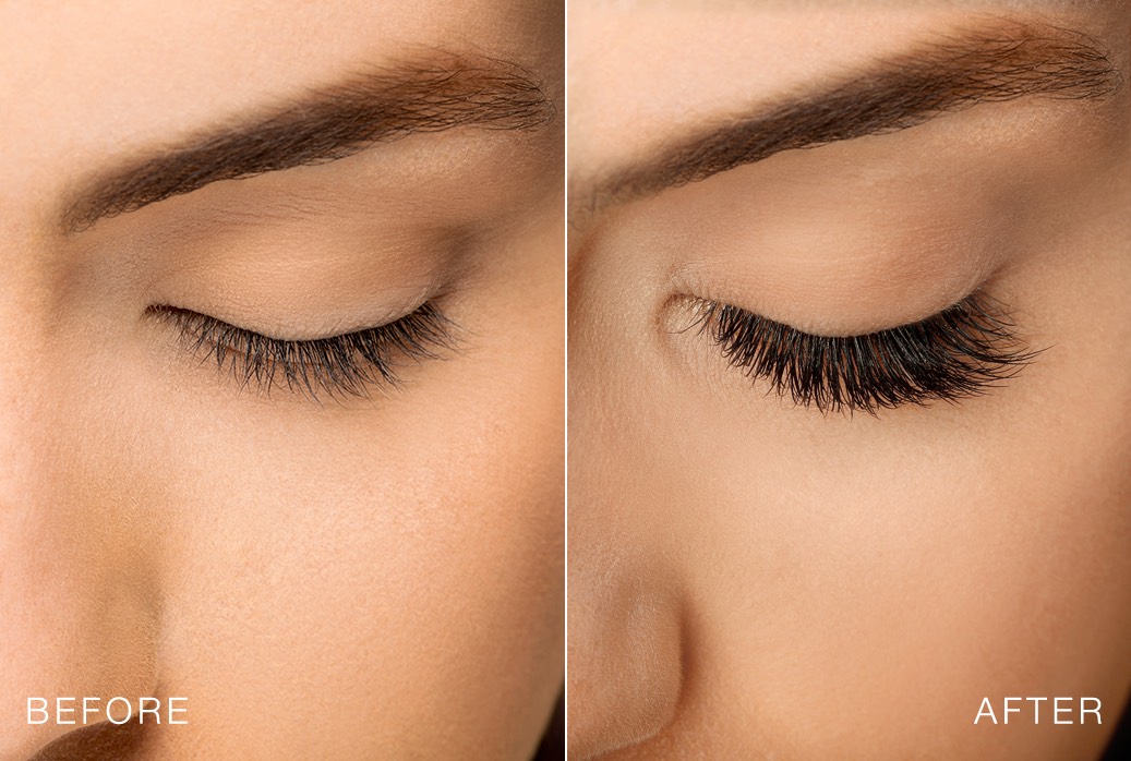 fake eyelashes before and after