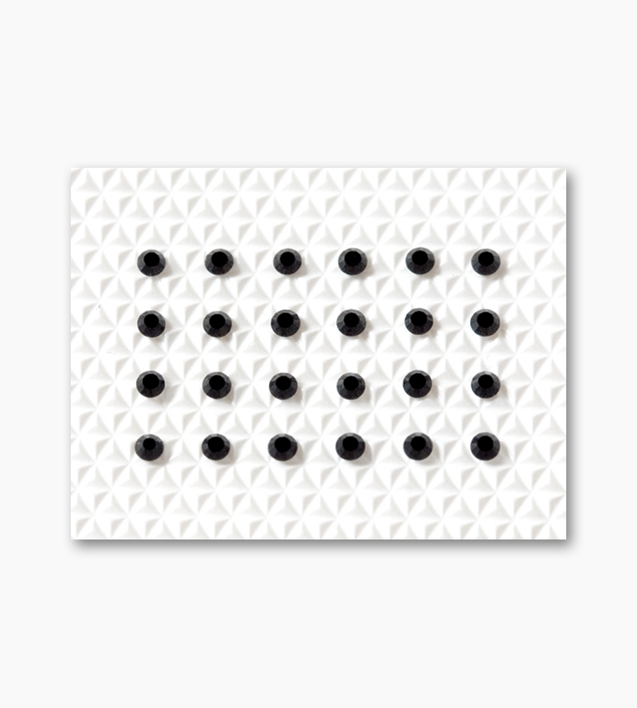 Jet Individual Body Art Crystals 2.1 mm wide stones, 24 self-adhesive stones per strip