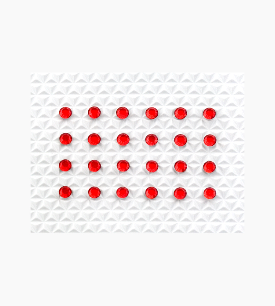 Light Siam Individual Body Art Crystals 2.1 mm wide stones, 24 self-adhesive stones per strip