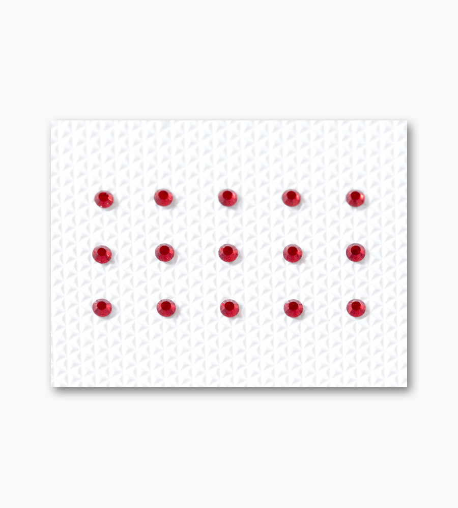 Light Siam Individual Body Art Crystals 2.9 mm wide stones, 15 self-adhesive stones per strip