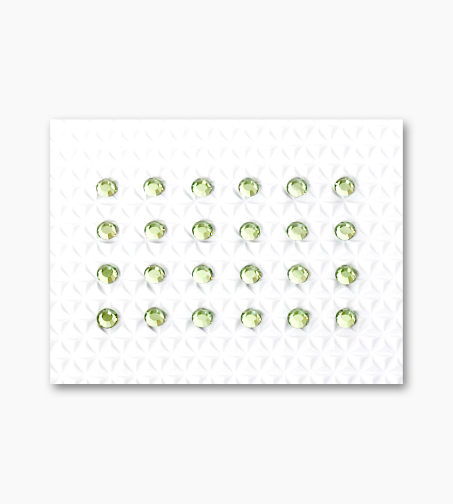 Peridot Individual Body Art Crystals 2.1 mm wide stones, 24 self-adhesive stones per strip