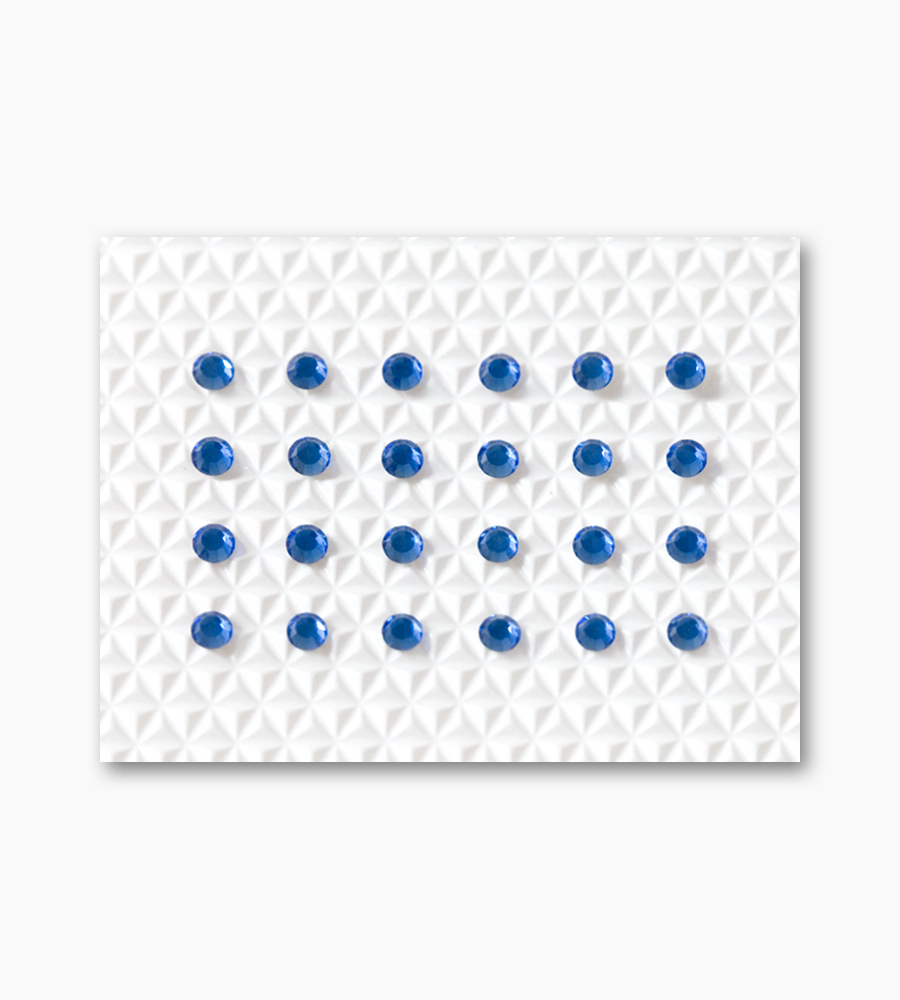 Sapphire Individual Body Art Crystals 2.1 mm wide stones, 24 self-adhesive stones per strip