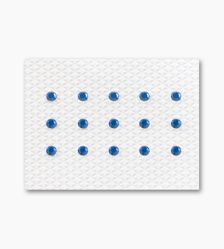 Sapphire Individual Body Art Crystals 2.9 mm wide stones, 15 self-adhesive stones per strip