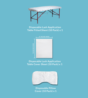 lash application table disposable linens kit