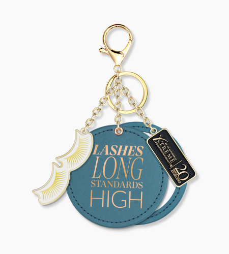 Xtreme Lashes 20 Year Anniversary Bag Charm Keychain Denim Blue Main