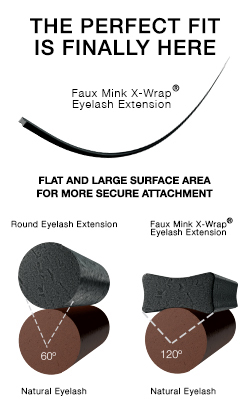 Faux Mink X-Wrap Lashes feature a flat and large surface area for more secure attachment